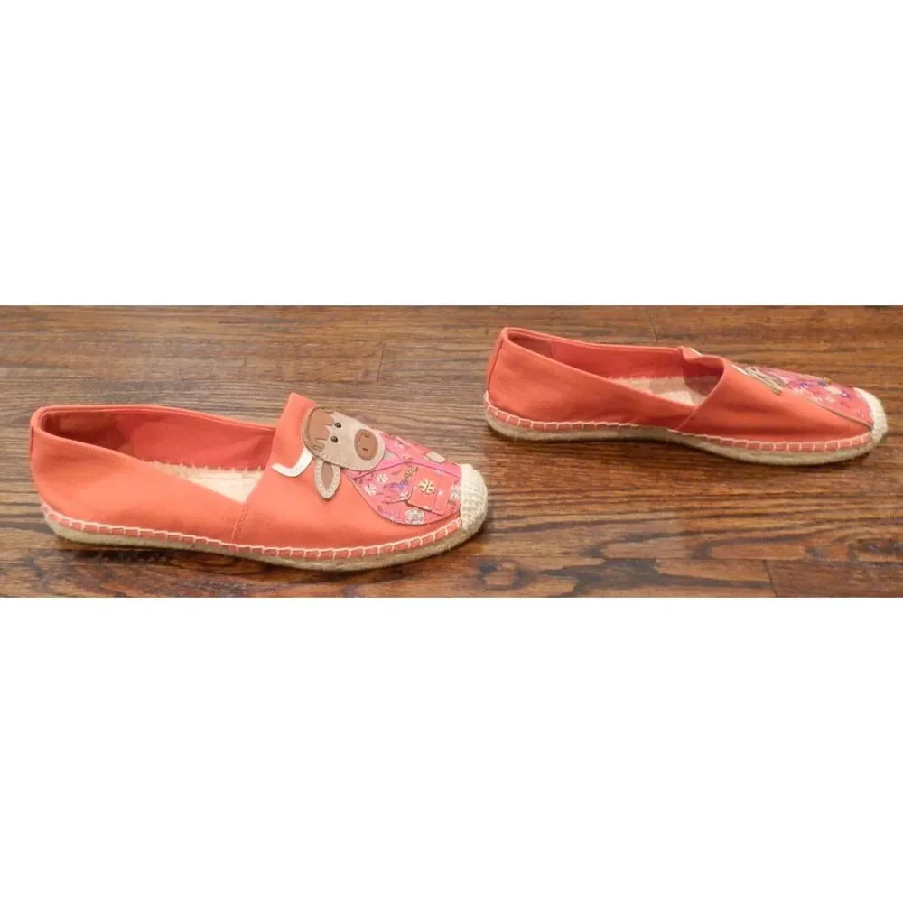Tory Burch Chinese New Year Ox Espadrilles Orange Shoes Slippers Flats Size 6.5M